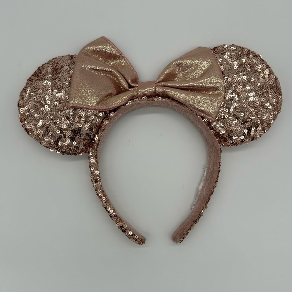 Disney Parks Rose Gold Sequins‎ Headband with Bow - Size: Adult